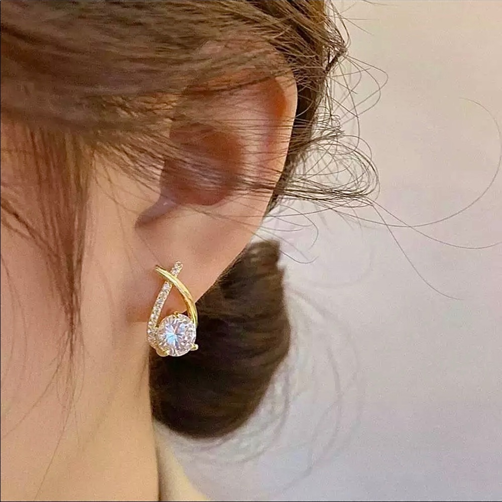 💙Exquisite Shiny Gold Plated Drop Earrings - Picture 4 of 5